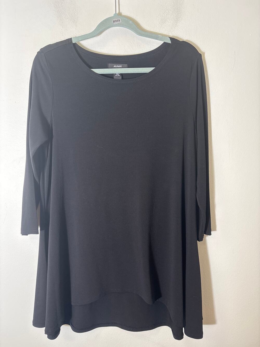 Alfani Black Swing Long Sleeve Top Sz M